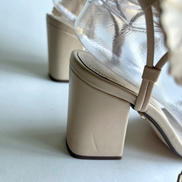 Cecelia Cream Leather Flower Ankle Strap Slingbacks size 6.5 - Picture 4 of 15